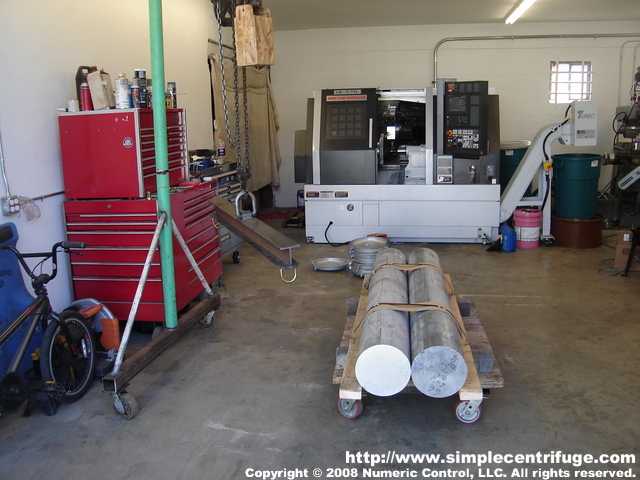 Another 1000 lbs of aluminum arrived. We'll cut this round bar into billets on the band saw.