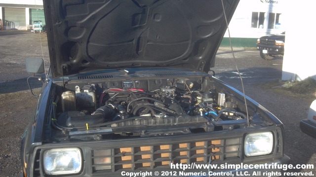 Front of the truck. Note that he's covered the radiator with card board because it has been freezing cold here.