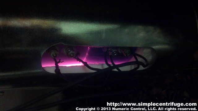 At the end of the processing the upper temperature will begin to fall and the lower temperature will rise. Here you can see just how hot the band heaters can get.