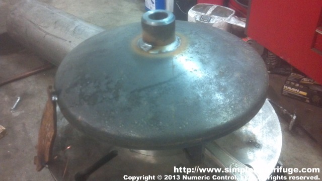 Bung was welded onto the end bell on the rotary table.