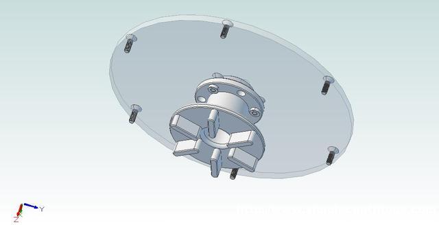 Render of the feed cone attached to the flat lid.