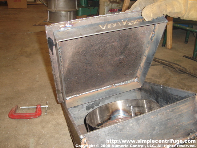 This is the lid with the lip welded into place. After we made this we thought we should have put a hinge on the back edge. No hinge on this one but maybe when we build another one we'll hinge it.