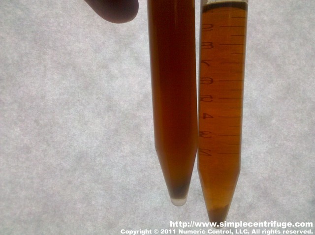 After the sample that was centrifuged over night was allowed to sit for a few hours it clouded back up. The control sample started clear and remained clear.