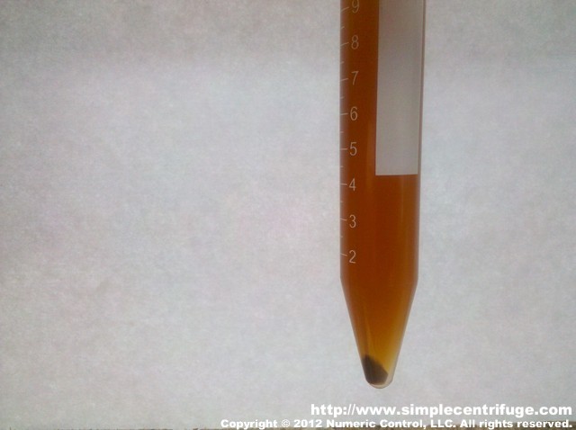 Sample one heated to 180F for 1 hour and centrifuged for 5 minutes.