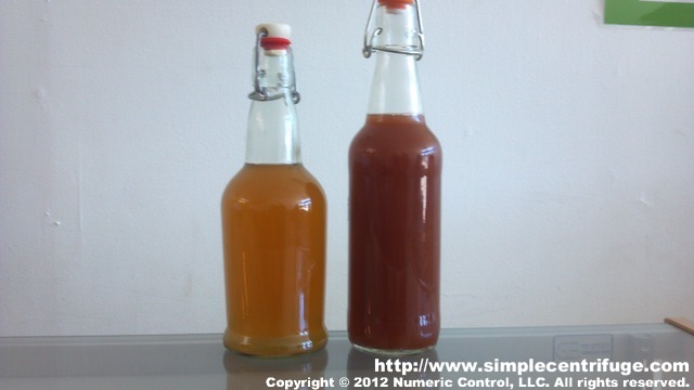 Cyser on the left and Cinnamon Metheglin on the right.