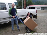 Happy 4th of July, 2008. Mike and I get ready to load our first turnkey machine. This machine is going to Trout Lake, Washington.