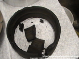 This is the cake after it drained and was removed from the rotor. Surprisingly it came out in one piece.